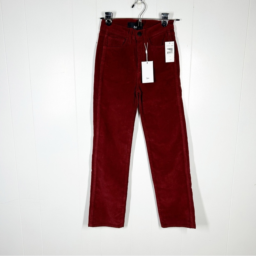 NWT 3x1 Austin Corduroy Crop Crimson 24